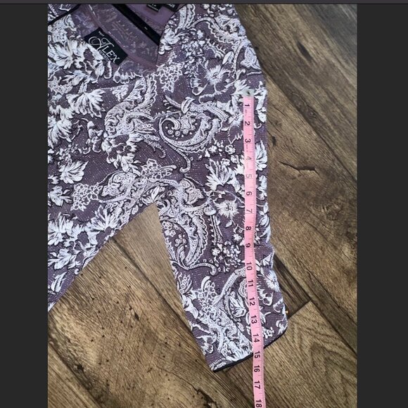 Purple Alex Evenings Floral Glitter Long Sleeve Collared Blazer Coat Large - Picture 13 of 16